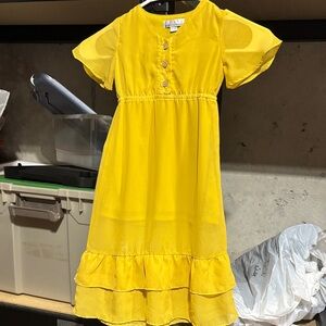 Sunny Yellow Tiered Button-Front Dress for Girls
